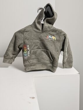 Goodfellow & Co Olive Green Kids Hoodie with Colorful 'Enjoy Life' Embroidery